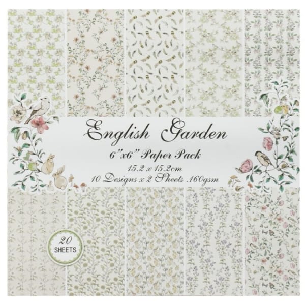 English Garden Scrapbook Paper (Pack of 20 sheets) - 6 by 6 inch