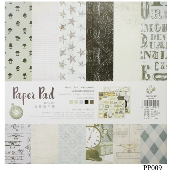 10x10 EnoGreeting Scrapbook paper pack - Traveller (PP009) (Set of 24 sheets and 2 die cut sheets)