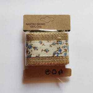Printed Jute Ribbon - Blue florals (J5FC0060-01)