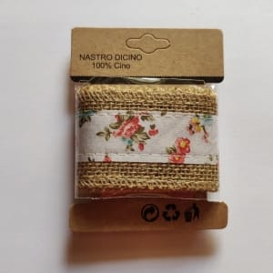 Printed Jute Ribbon - Red florals (J5FC0060-07)