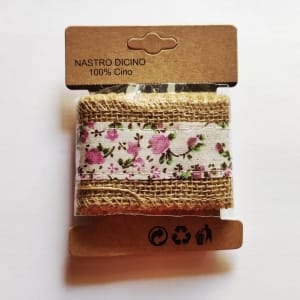 Printed Jute Ribbon - Lavender florals (J5FC0060-08)