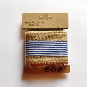 Printed Jute Ribbon - Blue striped (J5FC0060-09)