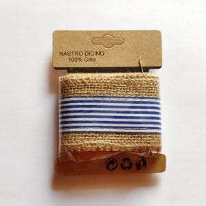 Printed Jute Ribbon - Blue striped (J5FC0060-09)