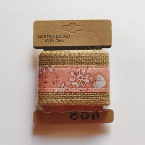 Printed Jute Ribbon - Peach florals (J5FC0060-10)