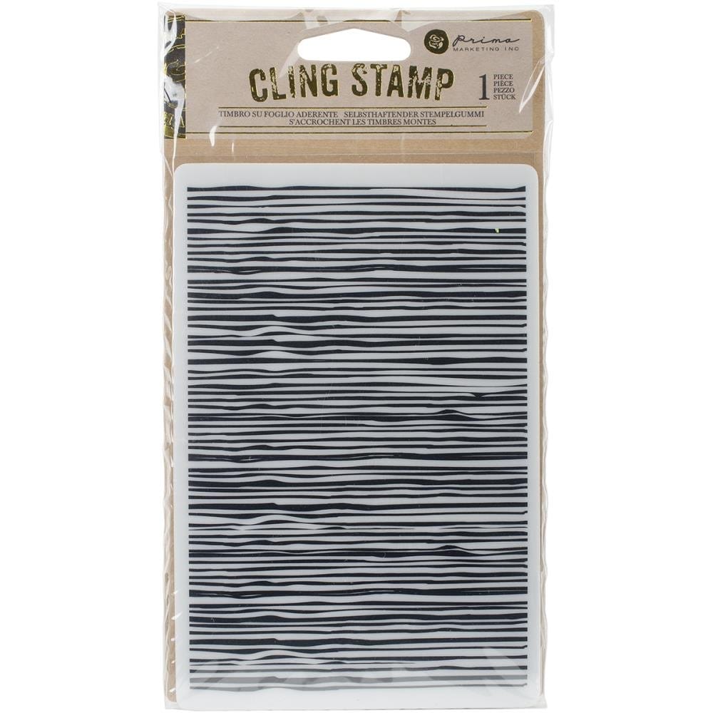 Prima Cling Stamp 4"X6" - Wood Design Lines