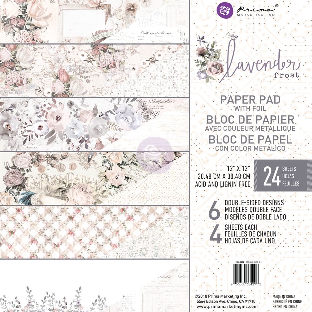 Prima - Lavender Frost - 12x12 Paperpack (24 double sided sheets) prima marketing 12by12 paper pack lavender frost Prima - Lavender Frost - 12x12 Paperpack (24 double sided sheets)