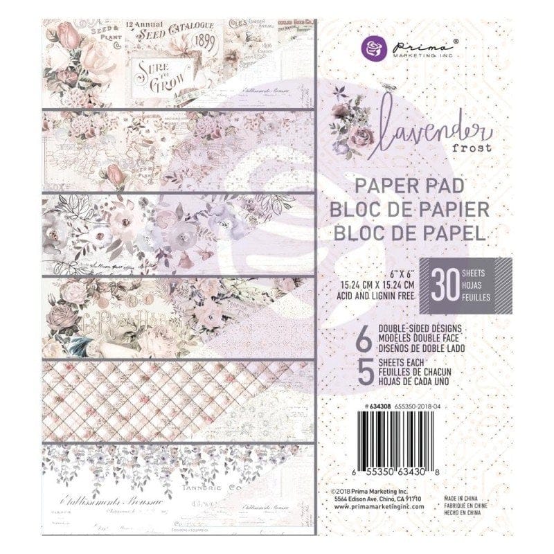 Prima - Lavendar Frost - 6x6 Paperpack (30 double sided sheets)