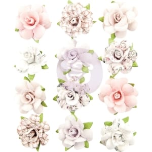 Prima Marketing Lavender Frost Mulberry Paper Flowers 12/Pkg