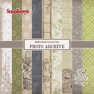 ScrapBerrys 6x6 Scrapbok Paper Pack - Photo Archive (Set of 24 sheets)
