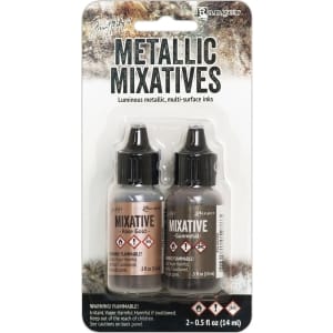 Tim Holtz Alcohol Ink Metallic Mixatives - Rose Gold and Gunmetal
