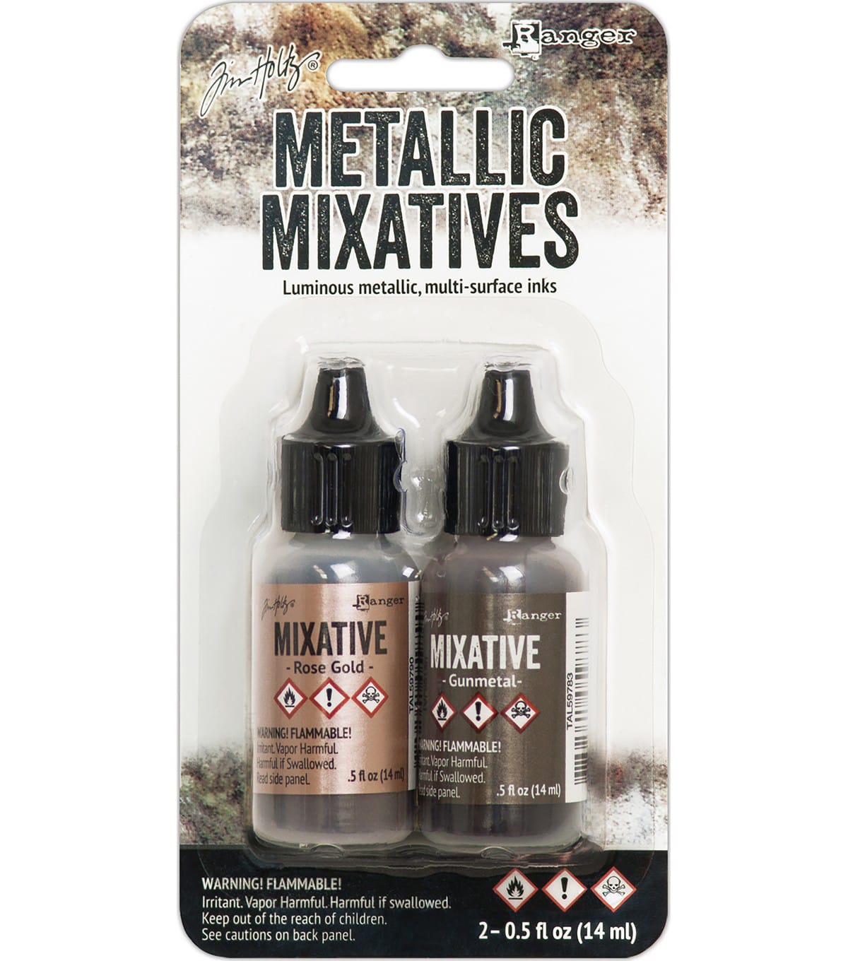 Tim Holtz Alcohol Ink Metallic Mixatives - Rose Gold and Gunmetal