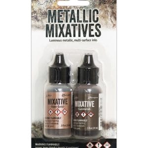 Tim Holtz Alcohol Ink Metallic Mixatives - Rose Gold and Gunmetal