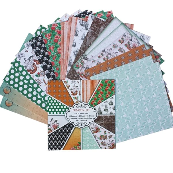 12x12 Scrapbook paper pack - Pirates Life (Set of 24 sheets)