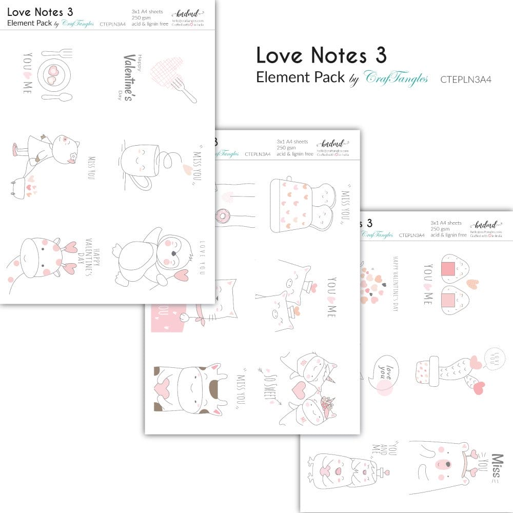 CrafTangles Elements Pack - Love Notes 3 (3 sheets of A4) 37 Love Notes 3 CrafTangles Elements Pack - Love Notes 3 (3 sheets of A4)