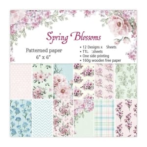 Spring Blossoms Scrapbook Paper (Pack of 24 sheets) - 6 by 6 inch