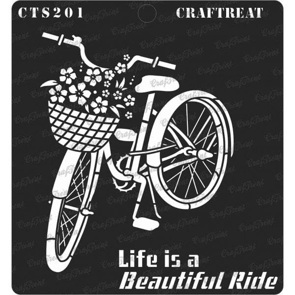 CrafTreat 6"x6" Stencil - Life is a Beautiful Ride CrafTreat Stencil Cycle Life is a Beautiful Ride CTS201 CrafTreat 6"x6" Stencil - Life is a Beautiful Ride