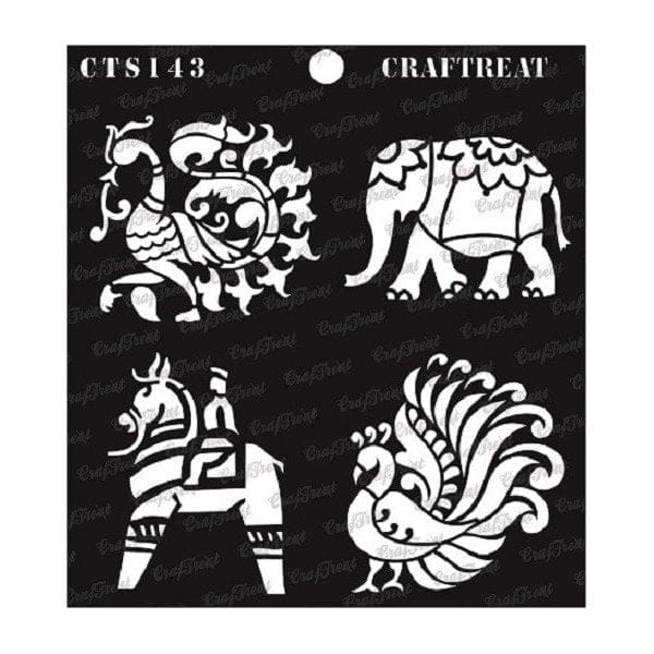 CrafTreat 6"x6" Stencil - Indian Motifs 2 CrafTreat Stencil Indian Motifs 2 CTS143 CrafTreat 6"x6" Stencil - Indian Motifs 2