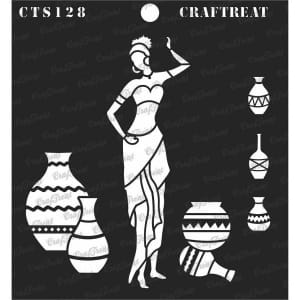 CrafTreat 6"x6" Stencil - Pose with Pot 1