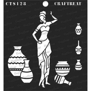 CrafTreat 6"x6" Stencil - Pose with Pot 1