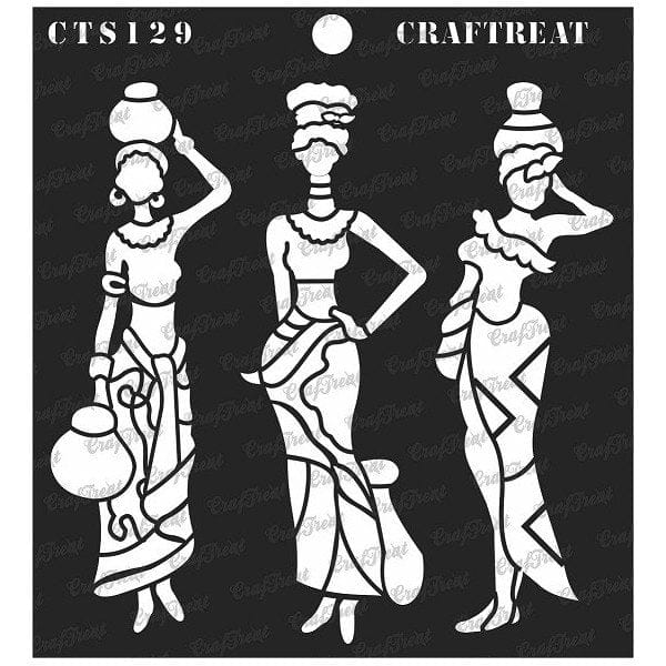 CrafTreat 6"x6" Stencil - Pose with Pot 2 CrafTreat Stencil Pose with Pot 2 CTS129 CrafTreat 6"x6" Stencil - Pose with Pot 2