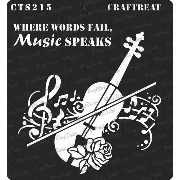 CrafTreat 6"x6" Stencil - Music Speaks CrafTreat Stencil Violin Music Speaks CTS215 CrafTreat 6"x6" Stencil - Music Speaks