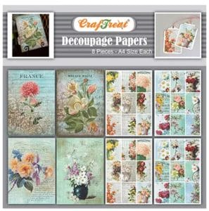 CrafTreat Decoupage Paper - Flower and Mini Florals (8 sheets)
