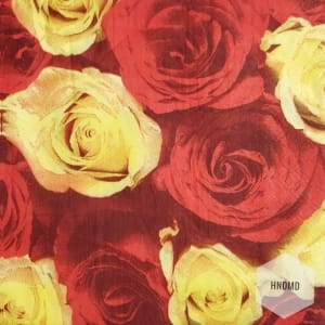 A pack of 12 by 12 inch Decoupage Napkins(5 pcs) - Red and Yellow Roses