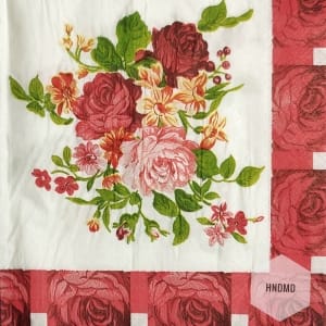A pack of 12 by 12 inch Decoupage Napkins(5 pcs) - Flowers with Red border