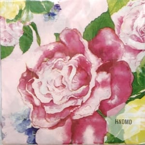 A pack of 12 by 12 inch Decoupage Napkins(5 pcs) - Pink Rose