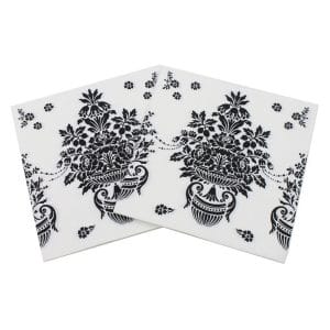 A pack of 12 by 12 inch Decoupage Napkins(5 pcs) - Monochrome Damasks