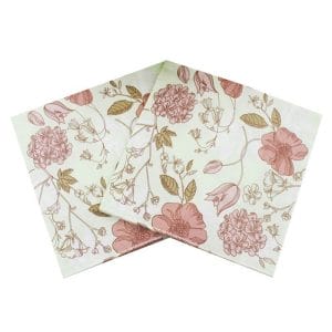A pack of 12 by 12 inch Decoupage Napkins(5 pcs) - Flowers on mint background