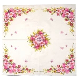 A pack of 12 by 12 inch Decoupage Napkins(5 pcs) - Floral Edges