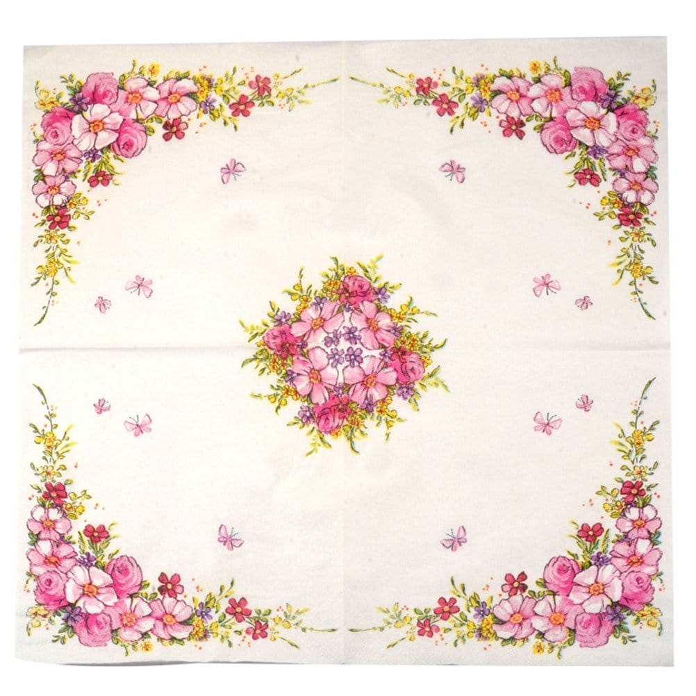 A pack of 12 by 12 inch Decoupage Napkins(5 pcs) - Floral Edges