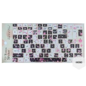 Keyboard Stickers - Pink flowers with Black background