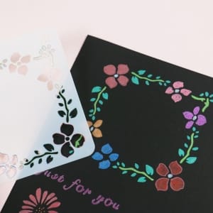 Stencil - Floral Square Wreath (5 by 5 inch)