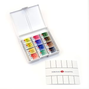 White Nights Artist watercolors Pans in plastic box (Set of 12)