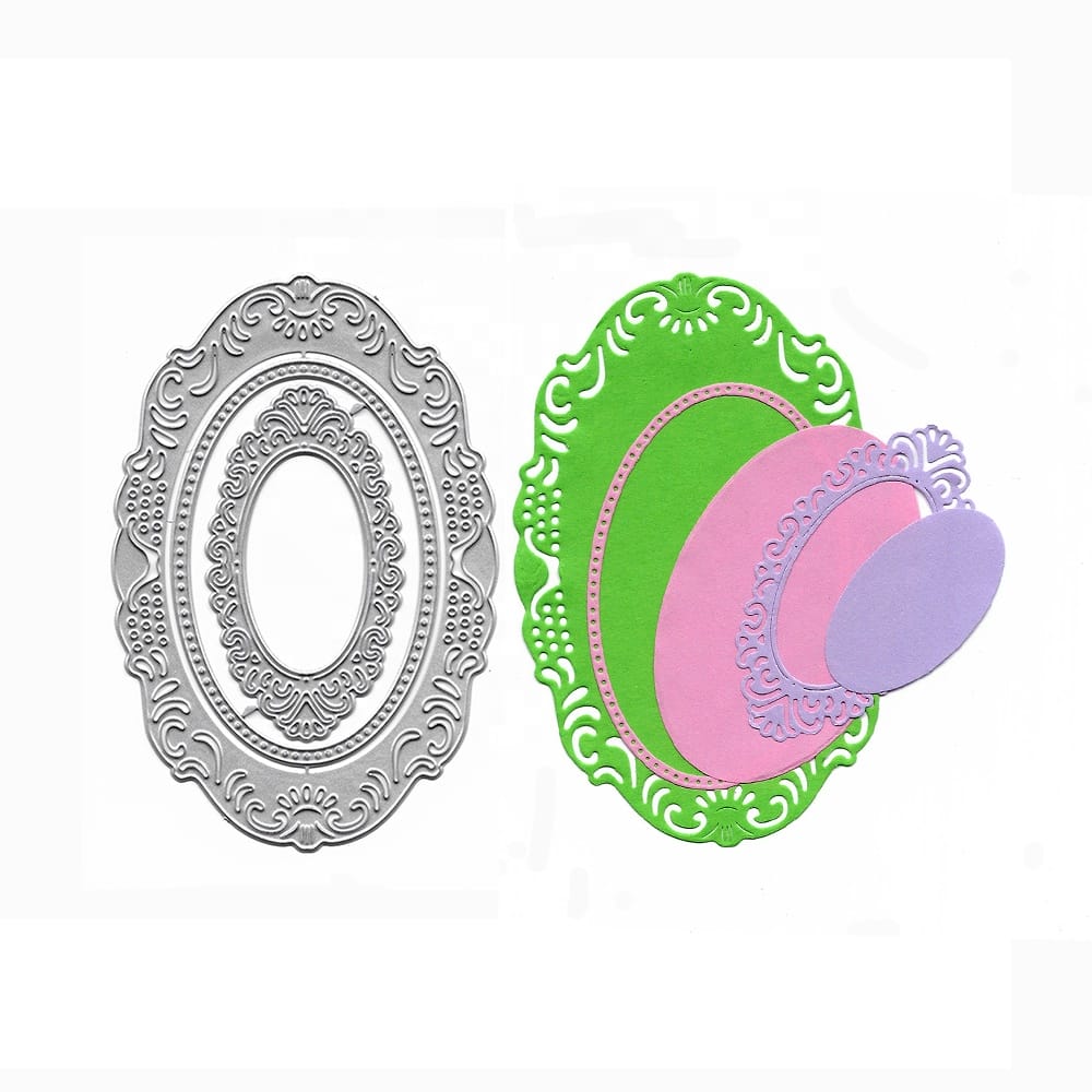Steel Dies - Ornate Oval Frames (Set of 3 dies) (XY1091) XY1091 steel cutting dies CraftAdda Steel Dies - Ornate Oval Frames (Set of 3 dies) (XY1091)