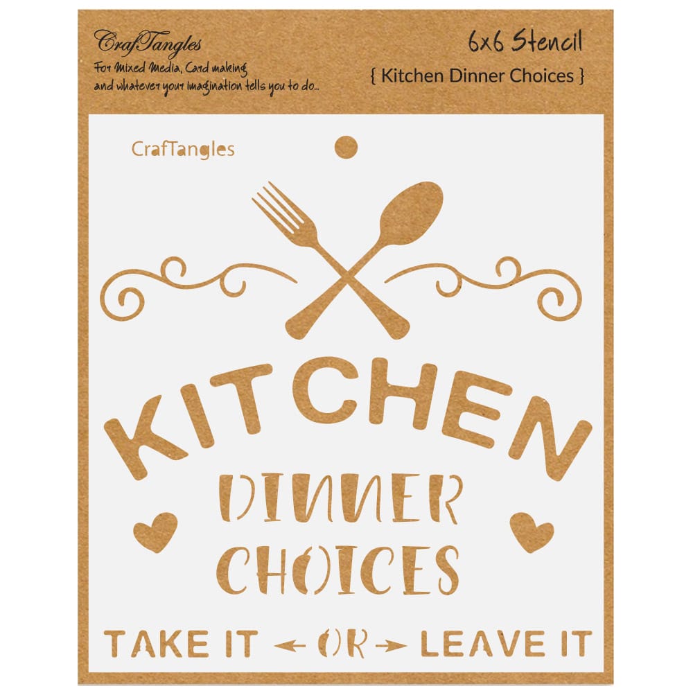 CrafTangles 6"x6" Stencil - Kitchen - Dinner Choices CTCS125 Kitchen Dinner Choices CrafTangles 6"x6" Stencil - Kitchen - Dinner Choices