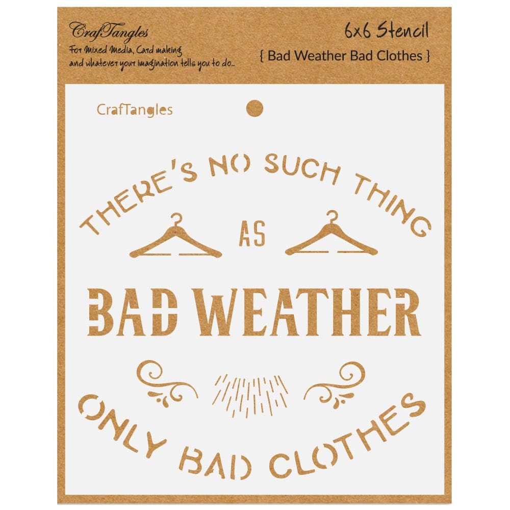 CrafTangles 6"x6" Stencil - Bad Weather CTCS127 Bad Weather Bad Clothes CrafTangles 6"x6" Stencil - Bad Weather