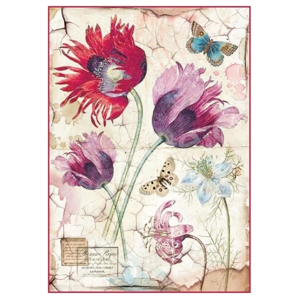 Stamperia Rice Paper A4 - Vintage Tulips