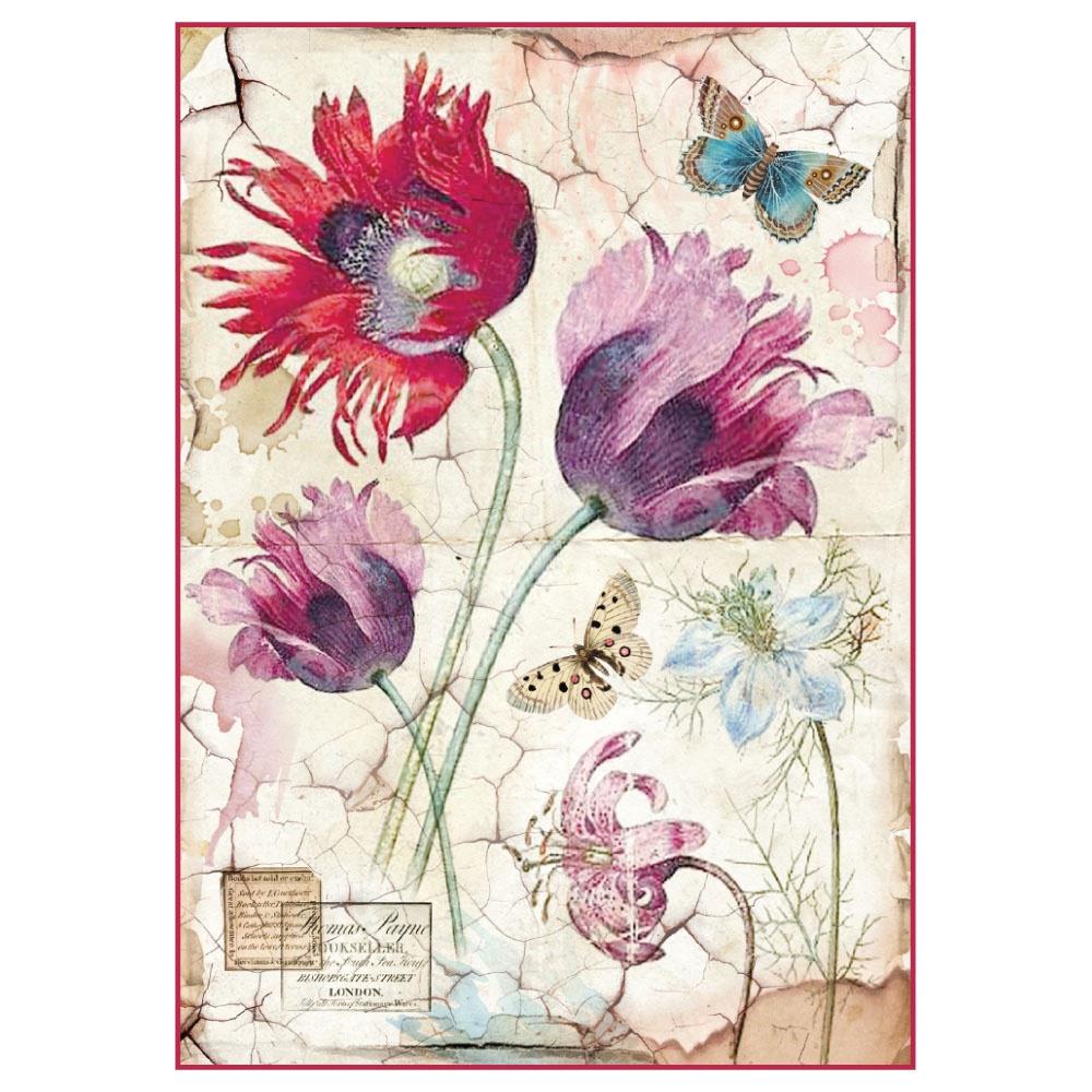 Stamperia Rice Paper A4 - Vintage Tulips DFSA4276 stamperia rice paper vintage tulips Stamperia Rice Paper A4 - Vintage Tulips