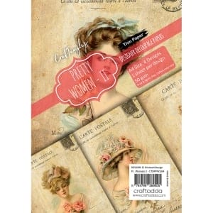 CrafTangles Decoupage Paper Pack  - Pretty Women 2 (A4) - 4 sheets