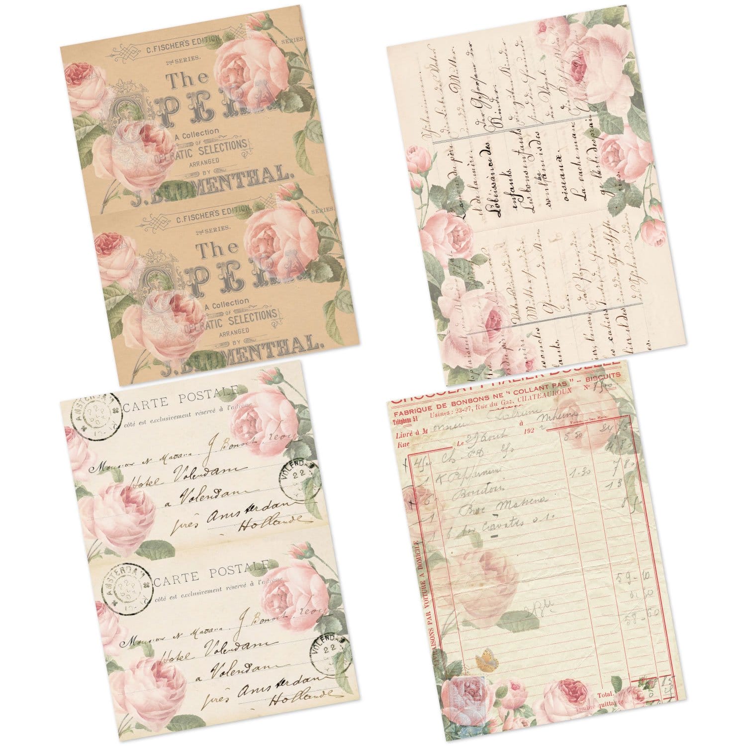 CrafTangles Decoupage Paper Pack - Vintage Rosette 2 (A4) - 4 sheets Vintage Rosette 2 Amazon 4 Images Vintage-Rosette-2-Amazon-4-Images