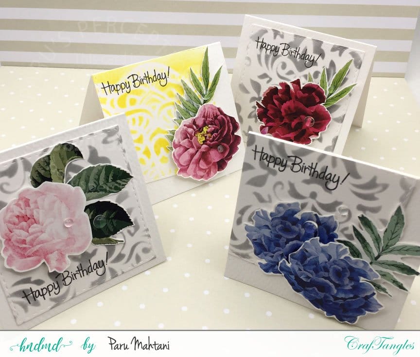 CrafTangles Elements Pack - Colorful Flowers 5 (3 sheets of A4) april release floral notecards sampler april-release-floral-notecards-sampler