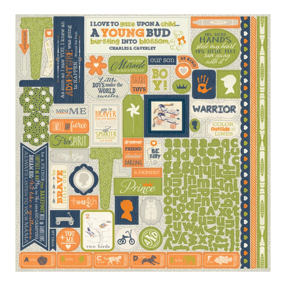 Authentique Darling Boy Cardstock Stickers 12"X12" authentique darling boy sticker 12by12 Authentique Darling Boy Cardstock Stickers 12"X12"