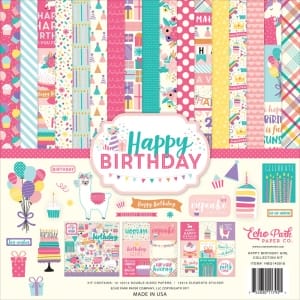 EchoPark paper pad - Happy Birthday Girl Collection Kit (12 by 12 inch)