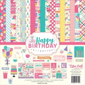 EchoPark paper pad - Happy Birthday Girl Collection Kit (12 by 12 inch)