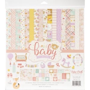 EchoPark paper pad - Hello baby Girl Collection Kit (12 by 12 inch)