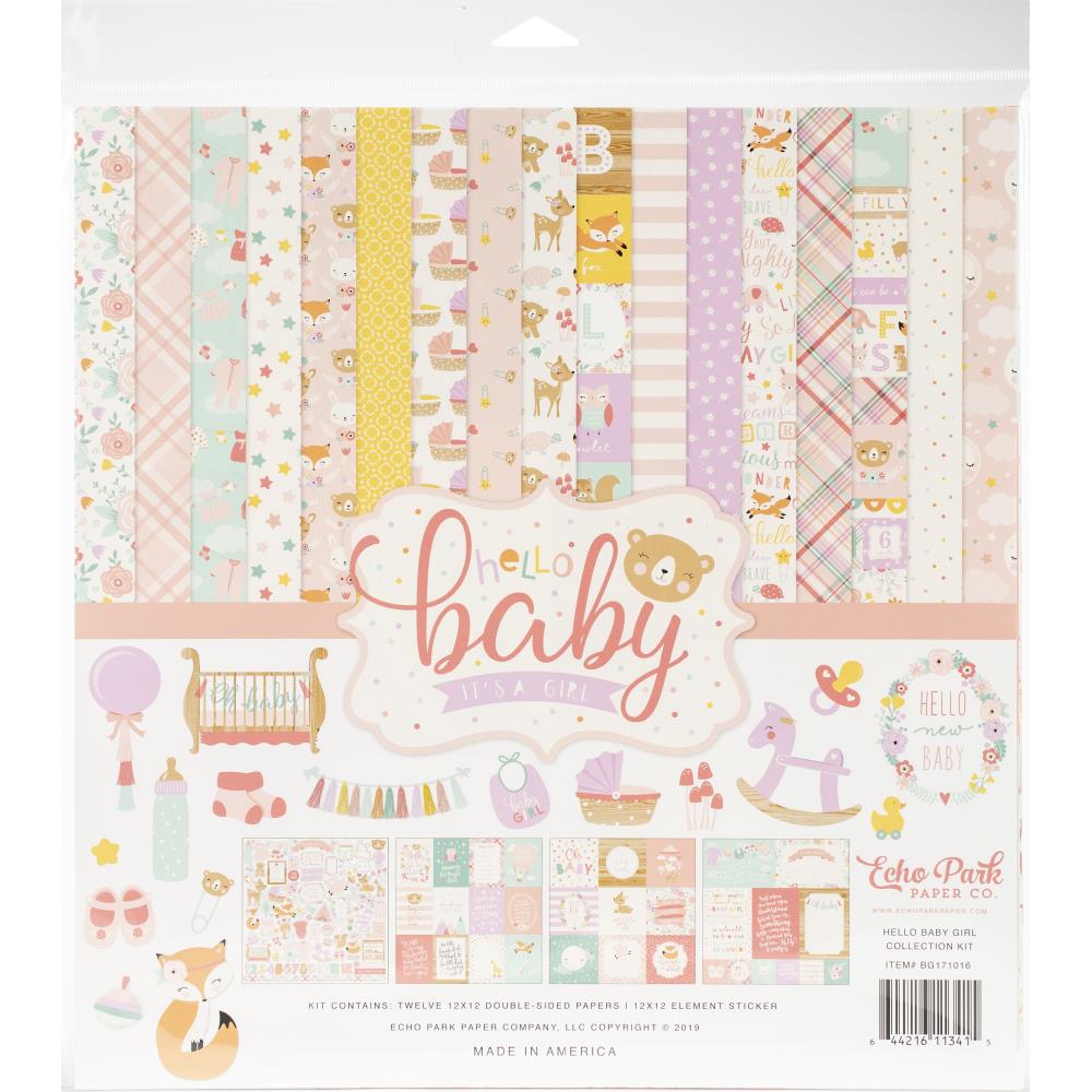EchoPark paper pad - Hello baby Girl Collection Kit (12 by 12 inch)
