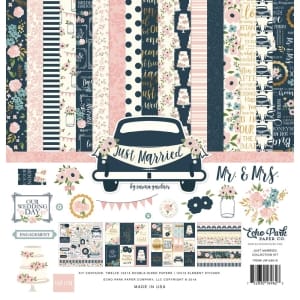 EchoPark paper pad - Just Married Collection Kit with Gold foil (12 by 12 inch)